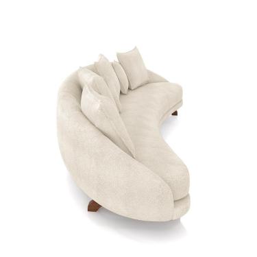 Imagem de Sofá Living 3 Lugares 265cm Pés Madeira Morales Com Almofadas Bouclê Bege G52 - Gran Belo