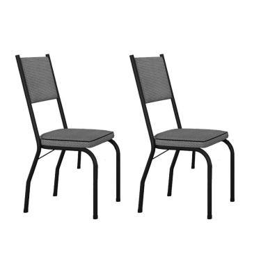 Imagem de Conjunto Com 2 Cadeiras Diana Artefamol Preto/platina