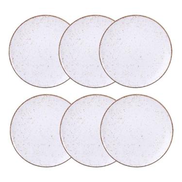 Imagem de Jogo De Pratos Rasos Grande Rústico 6 Peças 28cm Porcelana Decorada Tramontina