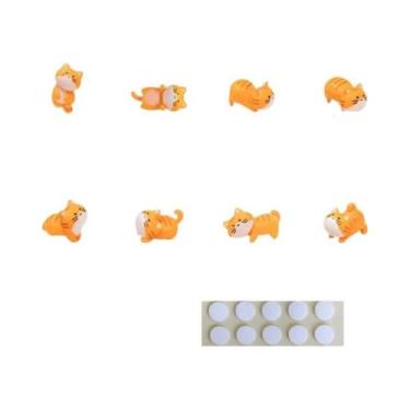 Imagem de Figurinhas De Gato Laranja 8 Peças Miniatura PVC Decoração De Carro Pa