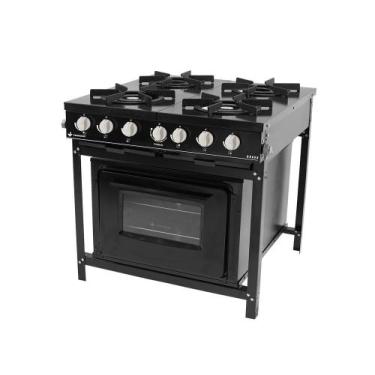 Imagem de Fogão Profissional A Gás 4 Bocas Venâncio BR4BFPR Preto  Com Forno