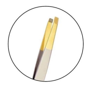 Imagem de Pinça Reta Dourada Profissional para Sobrancelhas TW043FHG Klass Vough