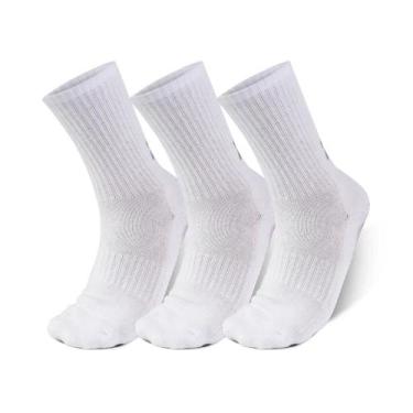 Imagem de Meia Under Armour Core Cotton Crew Cano Alto Kit 3 Unidades, Branco, M