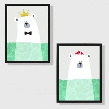 Imagem de Kit 2 Quadros Sea Bear 45X34Cm - Com Vidro Moldura Preta