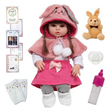 Imagem de Bebê Reborn Boneca Girafinha Pandinha Bailarina e Coelhinha 46cm Pode 
