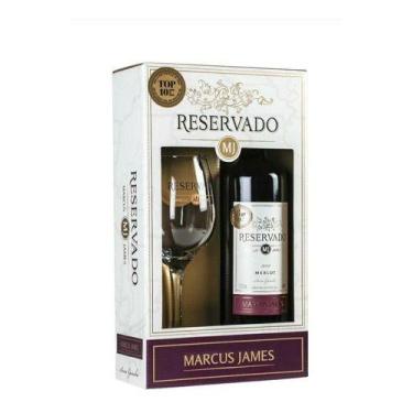 Imagem de Kit Presente Vinho Tinto Marcus James Reservado Meio Seco + 1 Taça