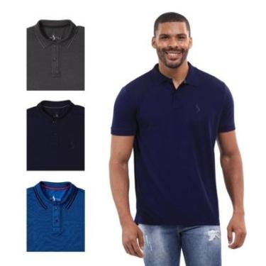 Imagem de Kit 4 Camisa Polo Masculina Elegante Dia a Dia Piquet-Masculino