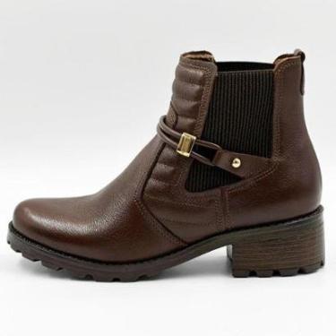 Imagem de Bota Pegada Cano Curto Salto Baixo Tratorado Feminina-Feminino