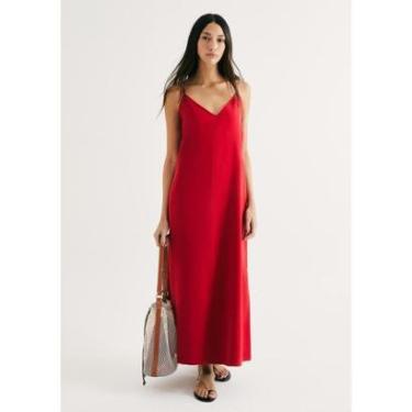 Imagem de Vestido Midi Em Peach Touch Com Fenda-Feminino