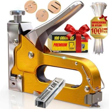 Imagem de Grampeador Profissional Tapeceiro 3 Em 1 Ajustável + Grampos - Genéric