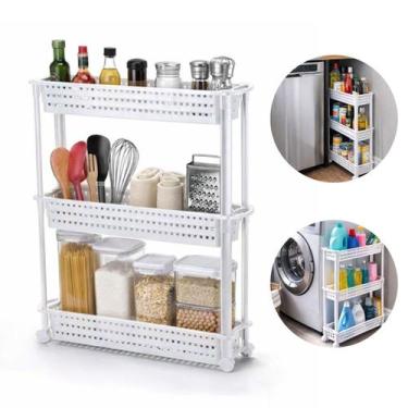 Imagem de Carrinho Organizador Prateleira Auxiliar Multiuso Com Rodinhas Rodízio