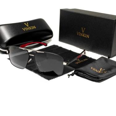 Imagem de Óculos De Sol Vinkin Masculino Polarizado Uv400 Luxuoso, Prateado, Ver