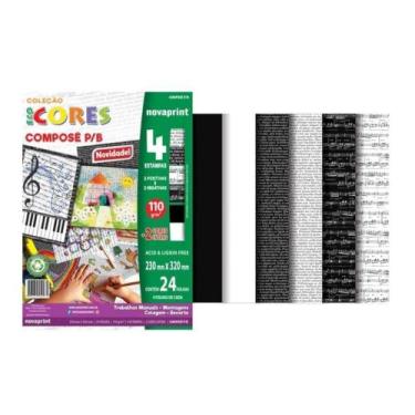 Imagem de Bloco Ecocores Novaprint Composê P/B 110g 24 Folhas Oficio 230x320mm