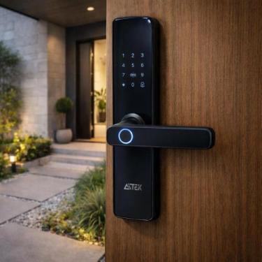 Imagem de Fechadura Digital Biométrica Inteligente com Senha Cartão RFID Seguran