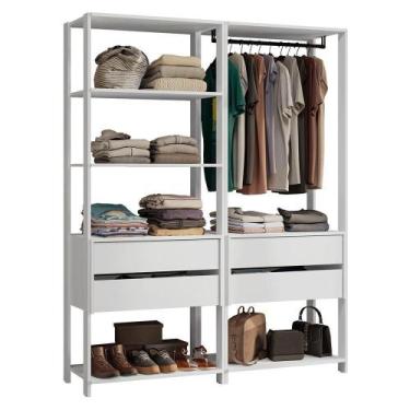 Imagem de Guarda-roupa Closet Modulado 4 Gavetas 140 Cm Valencia Madesa Branco