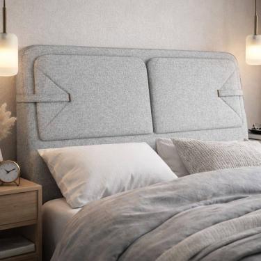 Imagem de Cabeceira Cama Box Casal Estofada 140cm Mali P05 Linho Cinza Claro - Lyam Decor
