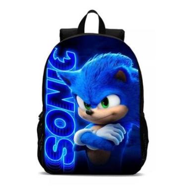 Imagem de Mochila Infantil Bolsa Meninos Desenho Super Sonic O Ouriço Azul-Unissex