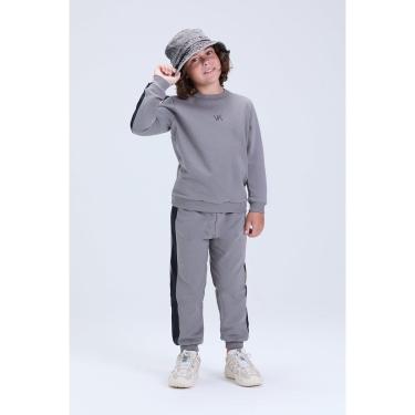 Imagem de Conjunto Infantil de Inverno Masculino Moletom Faixas Laterais-Masculino