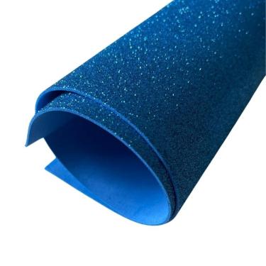 Imagem de Placas de Eva com Glitter em E.V.A. 40x48cm Azul Kit 10 Folhas Atóxicas para Artesanato...