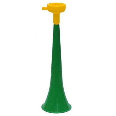 Imagem de Buzina Vuvuzela Pequena 28 Cm Verde E Amarelo De Assopro Para Torcida 