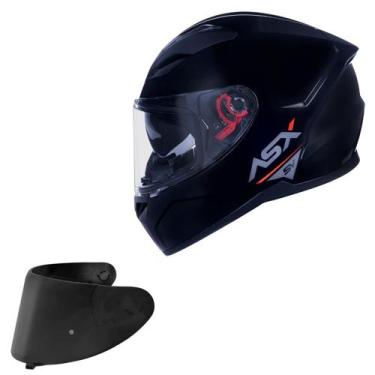 Imagem de Capacete Asx City SV Preto Brilho Oculos + Viseira Fume, Preto Brilho,