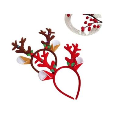 Imagem de Tiara De Natal Com Desenho De Boneco De Neve E Chifres De Rena, Presen