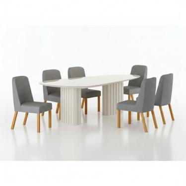 Imagem de Conjunto Sala de Jantar Ísis 2,00m com 6 Cadeiras Tampo Orgânico Off W