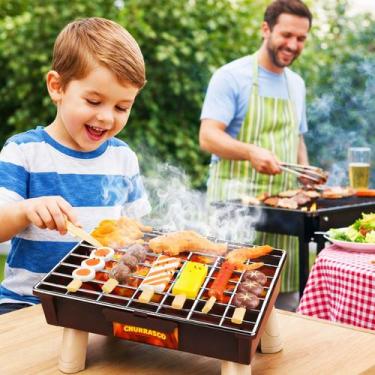 Imagem de Kit Churrasco Brinquedo Grelha Menino Comida Pegador Oferta - Pais e F