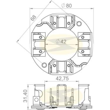 Imagem de Porta escova do motor de partida Kia Besta 1992 a 2005 - UNIFAP