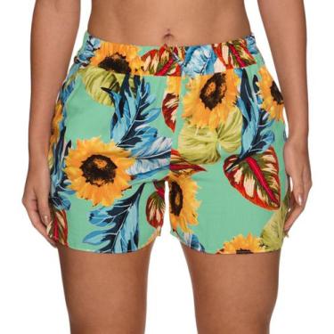 Imagem de Short Feminino Florido C Bolsos Moda Verão Descontraído Sh26 - Arco-Ír