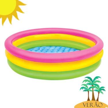 Imagem de Piscina Inflável Infantil Pôr do Sol 131L Redonda Colorida - Intex