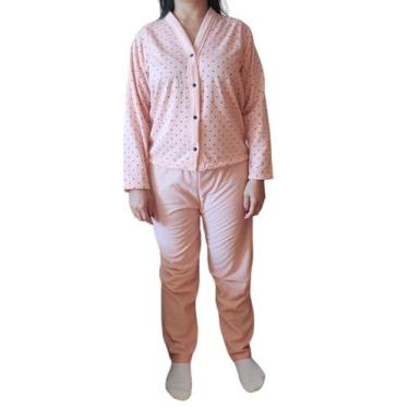 Imagem de Pijama Feminino Aberto Flanelado Plus Size Inverno - DAN LINGERIE, Ros
