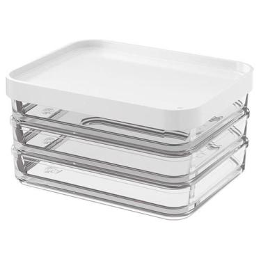 Imagem de Pote Coza Clear Trio 840Ml Branco 207703007 - Brinox