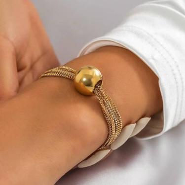 Imagem de Bracelete grosso dourado multi correntes malha veneziana torcido tranç