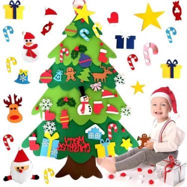 Imagem de Árvore de Natal LNV DIY Felt Montessori com luz LED, presente para cri