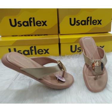 Imagem de Chinelo Usaflex Couro Macio Conforto UC0903, Ouro light, 36