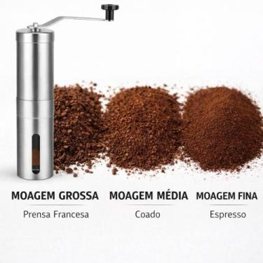 Imagem de Moedor de Café Manual Inox Ajustável Portátil Com Visor Níveis de Moag