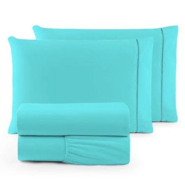 Imagem de Jogo de Cama Lençol para Cama Casal Queen 4 Peças 100% Algodão 150 Fio