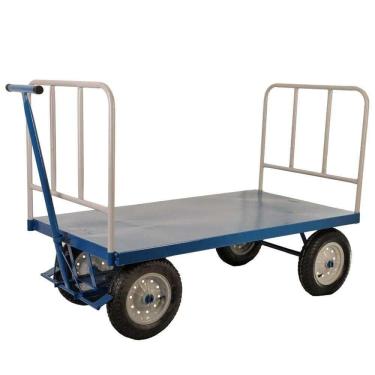 Imagem de Carrinho Plataforma com Grade PLA-800G para Transporte de Carga 800kg com Freio de Estacionamento Fercar Metalúrgica