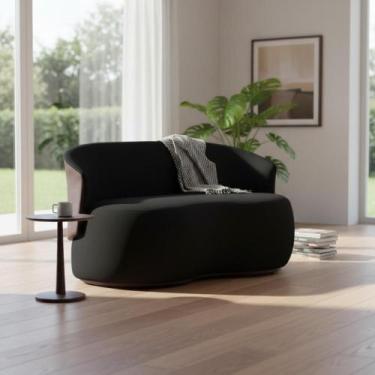 Imagem de Namoradeira Decorativa Beatriz Orgânica Composê Couro Marrom Suede Pre