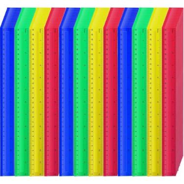 Imagem de Dcocdeely 120 peças de réguas plásticas coloridas de 30 cm