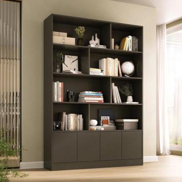 Imagem de Estante de Livros 100% MDF 124,5CMX180,5cm 4 Portas 8 Nichos Versatile