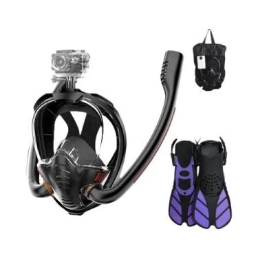 Imagem de Conjunto De Máscara De Snorkel Para Adultos Com Fins De Silicone De Du