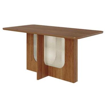 Imagem de Mesa p/ Cozinha Louise c/ Tampo Madeirado 160x80cm Cinamomo - Cimol