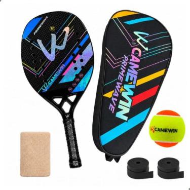 Imagem de Kit Raquete Beach Tennis Camewin Carbono 3K + Bolinha, Primewave grey