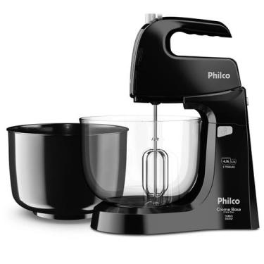 Imagem de Batedeira Philco 550W Preta Crome Base Cristal Duo Turbo, 110V
