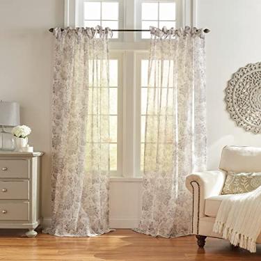Imagem de Elrene Home Fashions Westport – Painel de cortina de janela transparente com estampa floral, 132 cm x 241 cm (1), cinza
