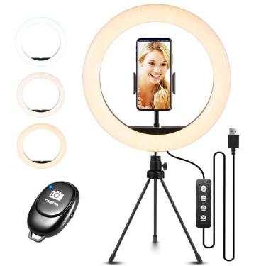 Imagem de Ring Light 26Cm Luz Selfie Maquiagem Youtuber Tripé Pequeno