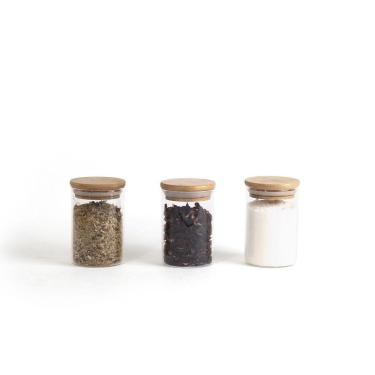 Imagem de Kit 3 Potes De Vidro Hermético C/ Tampa De Bambu 250Ml