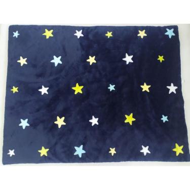 Imagem de Tapete de Pelúcia Estrelas Brancas - 1,60 x 1,20 m -Azul Marinho
